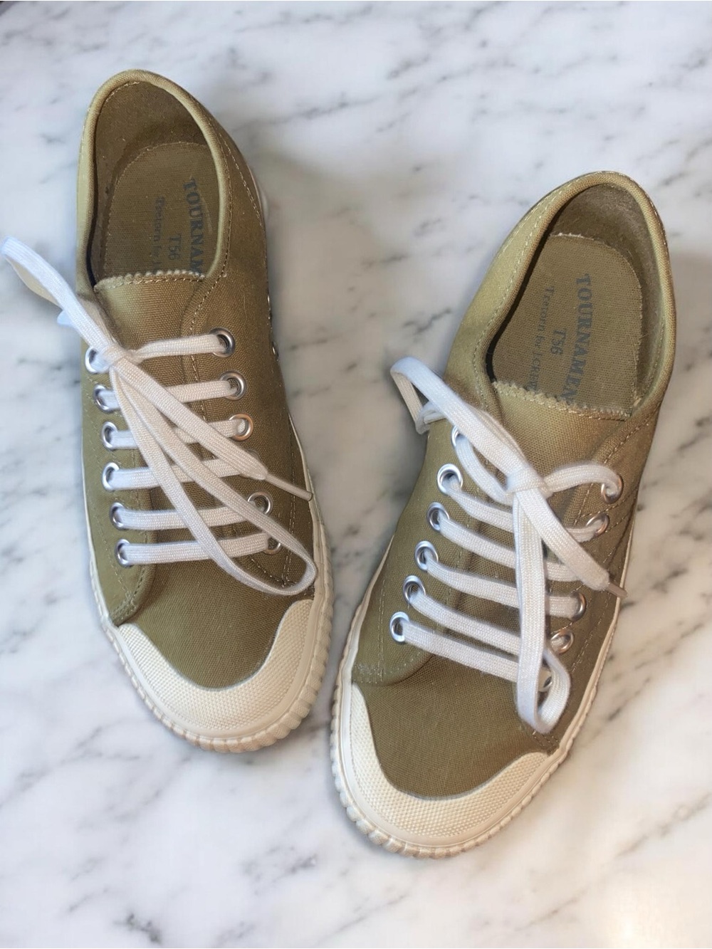 Tretorn x J.Crew Tournament T56 Canvas Sneakers Olive Green Women's Size 6.5